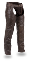 Brown Leather Unisex Double Deep Pocket Thermal Motorcycle Chap