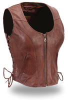 Ladies Brown Clean Side-lace Vest