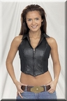 Ladies Leather Halter Top w/Criss Cross Back