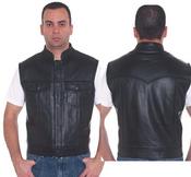 Mens High Collar Motorcycle Vest