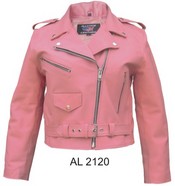 Ladies Pink Basic full cut Motorcycle jacket