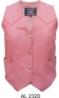 Ladies Pink Plain Leather Vest