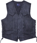 Mens Leather Vest Braided