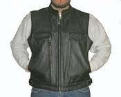 Mens Leather Vest W/Concealment Pocket