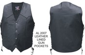 Men's Vest Single panel back with leather lined gun pockets