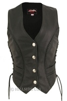 Women's Braided Leather Vest/Genuine Mercury Silver Dime