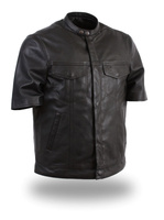 Men's Leather Half Sleeve Shirt  FIM410SDL