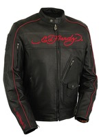 Men’s Ed Hardy Leather “Do or Die/Born Free” Jacket, Removable Hood 