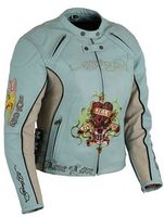 Ladies Ed Hardy Leather Blue Racer Jacket Love Kills Slowly