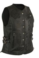 Ladies Ed Hardy Leather Vest "Do or Die"