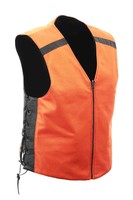 FIM675 Mens Reversible Leather /Textile Motorcycle Vest