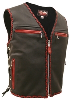 The Elite Braided Motorcycle Vest (Red/Black)