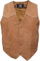 Mens Brown Motorcycle Leather Vest Plain