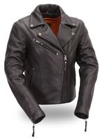 Womens Full Closure Motorcycle Jacket w/o rivets FIL179CSLZ