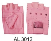 Ladies Pink All leather Fingerless glove