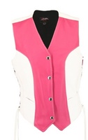 Women's Hot Pink/White Leather Vest