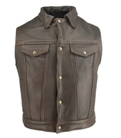 Men's Denim Style Vest Distressed Brown