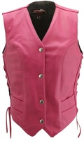 Women's Hot Pink Leather Vest