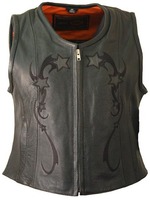 Ladies Zip Front Reflective Star Motorcycle Vest