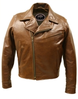 Half Belt Classic Biker Bison Jacket (Brown)