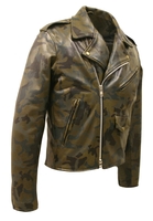 All Leather Camouflage Biker Jacket