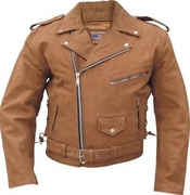 Mens Light Brown Basic Motorcycle Jacket