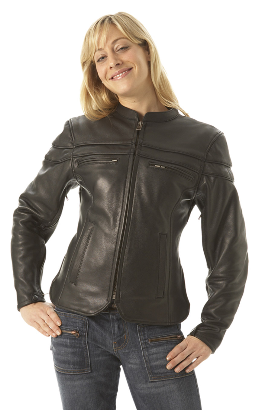 Ladies Sporty Leather Scooter Jacket