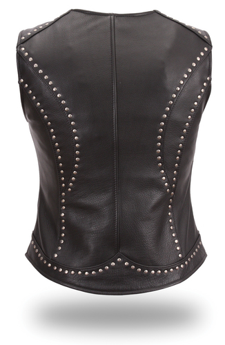 Women’s Riveted Zip Front Vest (back view)