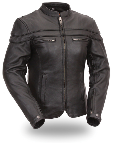 Ladies Sporty Leather Scooter Jacket