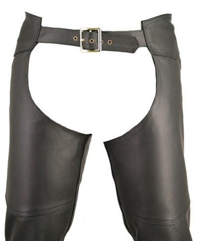 Double Stitched Leather Chaps (Black)